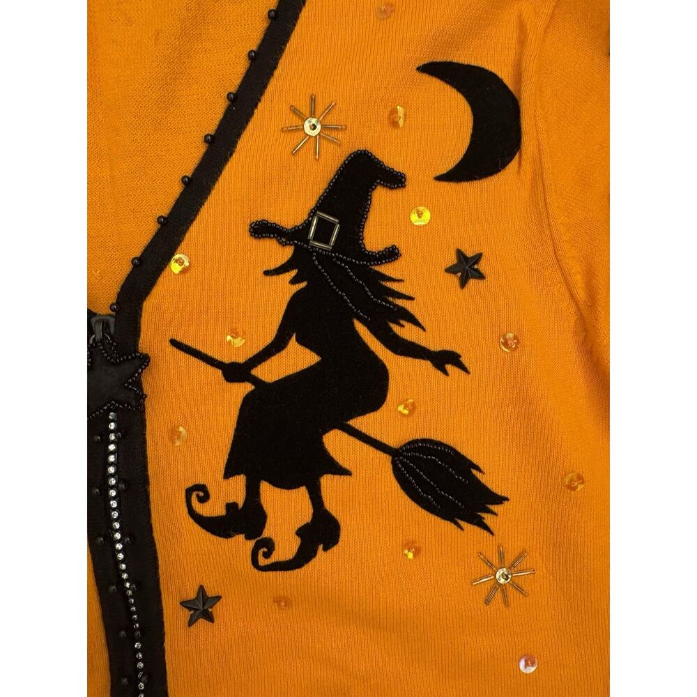 Vintage Berek Takako Sakon Halloween Beaded Zip Up Cardigan Women’s Medium - Picture 3 of 9